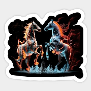 Fire and Ice Horses More Fighting Sticker